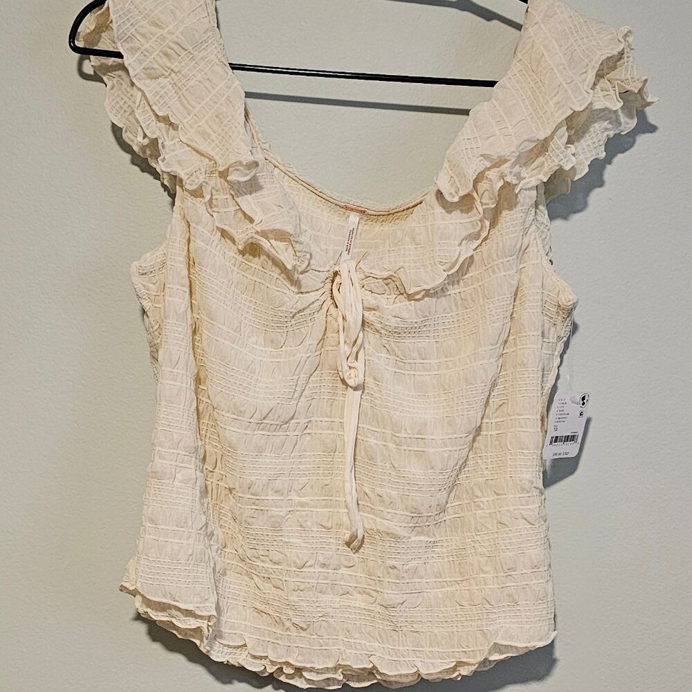 **NWT** Free People Love You More Ruffle Accent Smocked Top, X-Large